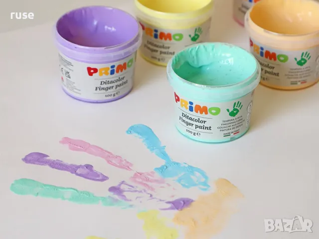 НОВИ! Бои за русуване с пръсти Primo Pastel 6x100гр Италия, снимка 5 - Рисуване и оцветяване - 49786058