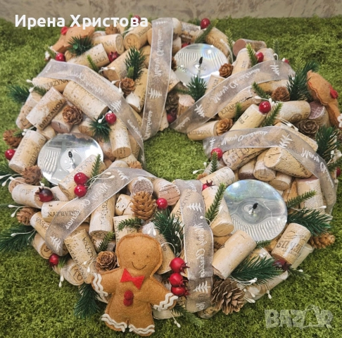 Коледен свещник от коркови тапи. Наличен! , снимка 3 - Други - 52771817