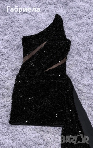 Нова елегантна черна рокля с пайети