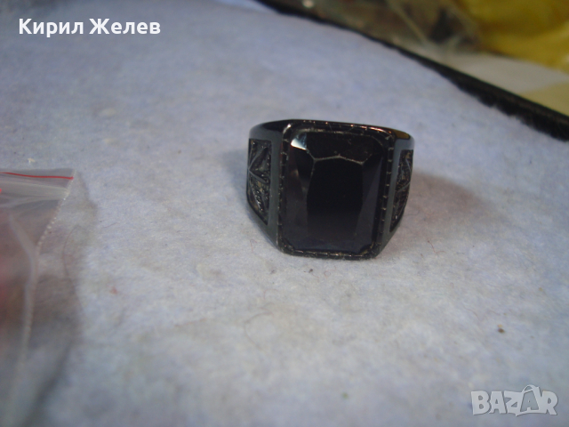 КРАСИВ СТОМАНЕН ПРЪСТЕН с ЧЕРЕН ФАСЕТ - КРИСТАЛ ЛАКИРАНА БЛАГОРОДНА НЕРЪЖДАЕМА СТОМАНА 26617, снимка 12 - Пръстени - 36410651