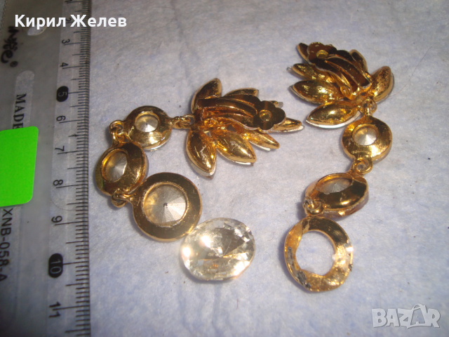ЕФЕКТНИ СТАРИ ПОЗЛАТЕНИ КРИСТАЛНИ ФЛОРАЛНИ АРТ ОБЕЦИ 10014, снимка 10 - Антикварни и старинни предмети - 36511977