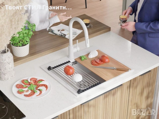 НОВО  Кухненска Мивка от гранит модел Осло XL 500 x 580 mm - Бяла, снимка 9 - Други - 37977057