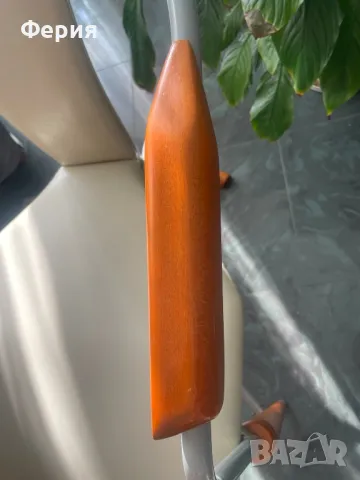 стъклена маса с масивни дървени елементи и метал+8 стола, снимка 7 - Маси - 49053616