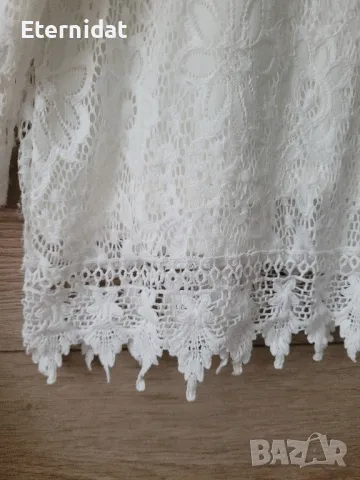 Бяла блуза дантела , снимка 2 - Блузи с дълъг ръкав и пуловери - 49582386