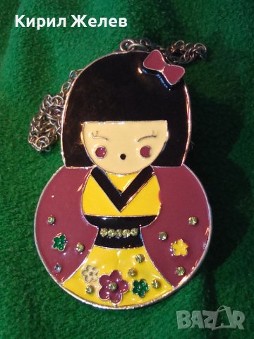 ЕМАЙЛИРАНА ЯПОНСКА ГЕЙША АРТ ВИСУЛКА с ВЕРИЖКА 24302, снимка 5 - Колиета, медальони, синджири - 33956958