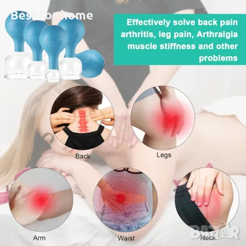 Комплект от 5 стъклени вендузи със силиконова помпа SFN, снимка 7 - Медицинска апаратура - 48200773