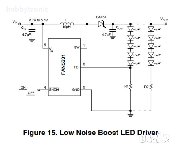 FAN5331SX step up, serial LED driver 2.7-5.5V до 20V , снимка 4 - Друга електроника - 51873404