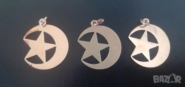 Медальон полумесец златен , снимка 2 - Колиета, медальони, синджири - 50617045