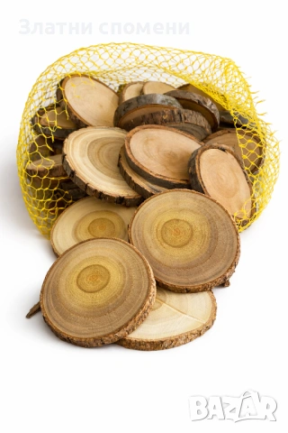 Дървени шайби – Микс 5–7 см (50/100 бр.)
