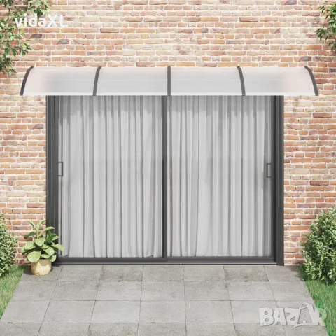 vidaXL Навес за врата, черен, 350x100 см, поликарбонат, снимка 3 - Врати за баня - 56146249