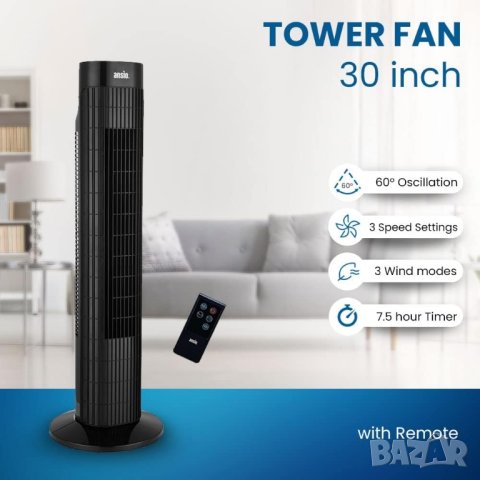 Вентилатор Ansio 1125 45W Колонен вентилатор 3 степени Дистанционно управление Таймер, снимка 3 - Вентилатори - 42141267