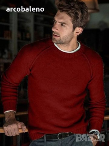 Мъжки пуловер с кръгло деколте, 6цвята - 023, снимка 2 - Пуловери - 42708129