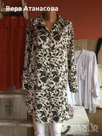 🤍🖤❤️Zara☑️Дълга сатенена риза☑️м размер☑️, снимка 2 - Ризи - 42486035