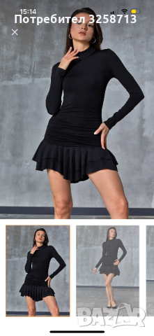 Черна елегантна рокля, снимка 5 - Рокли - 44649111