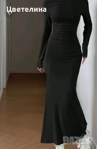 Елегантна черна рокля тип Русалка, снимка 2 - Рокли - 56318952