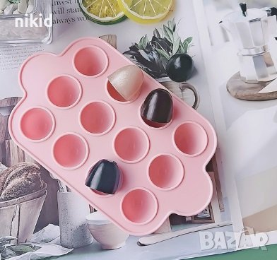 12 бр Високи обли издължени кръгли силиконов молд форма за шоколадови бонбони шоколад декор фондан 