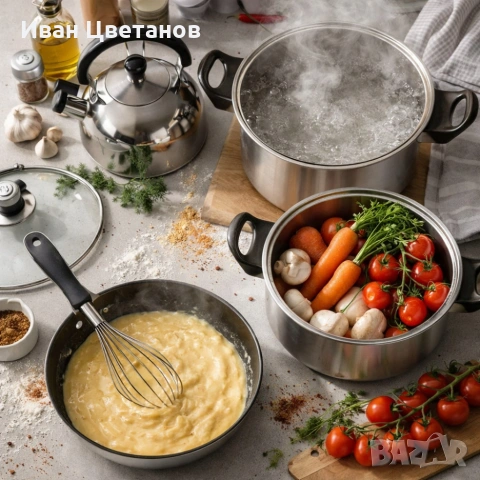 Комплект тенджери и аксесоари от 11 части - издръжливи и устойчиви