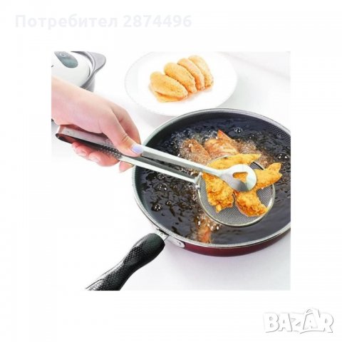 1811 Метална Щипка с цедка за пържене и отцеждане, снимка 4 - Прибори за хранене, готвене и сервиране - 34659992