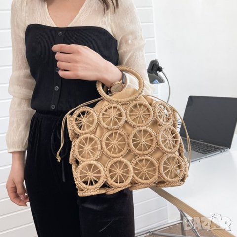 Плетена чанта Lemons Brown, снимка 6 - Чанти - 41477324