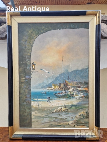 Уникална антикварна майсторска авторска картина масло върху платно , снимка 2 - Картини - 52647931