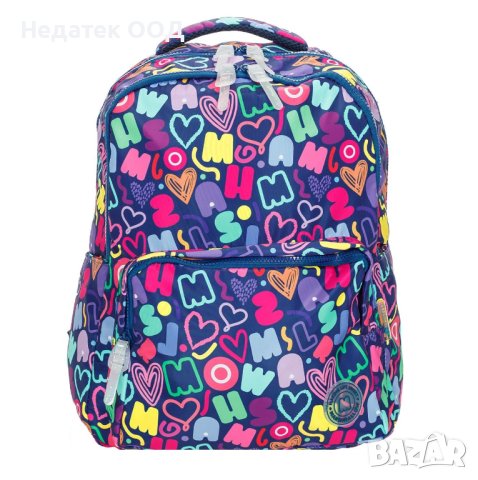 Ученическа раница Marshmallow, 33х20х40см, Тъмно синя/ многоцветна, снимка 2 - Раници - 41929515