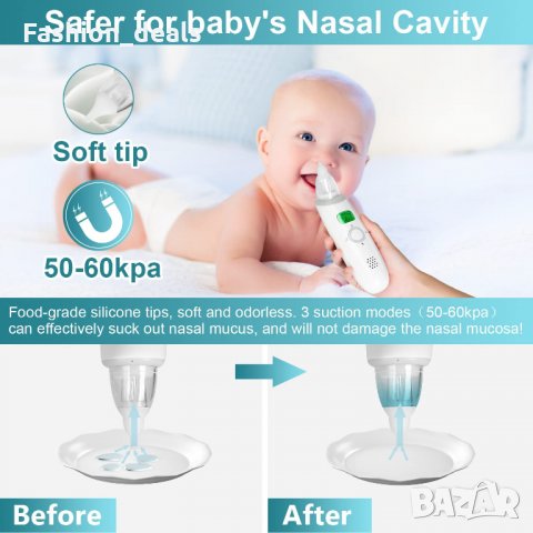 Нов Назален аспиратор за бебета, малки деца Почистване на носа сополи, снимка 6 - Други - 35955365