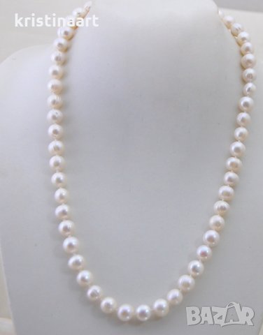 Колие *Очарование* от естествени бели перли, 10мм,60см