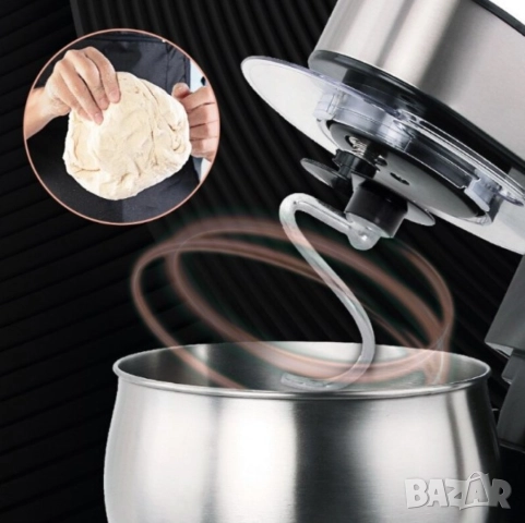 Планетарен миксер с купа от инокс Techwood TRO-1055, 1000W, 5л., 3бъркалки, 6степени + Pulse, Червен, снимка 8 - Друга електроника - 51947856