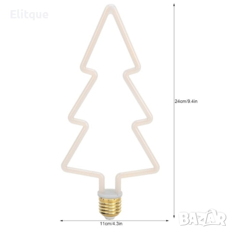 Коледна декоративна LED крушка – топла светлина, две форми: Звезда или Елха, снимка 2 - Други - 52629390