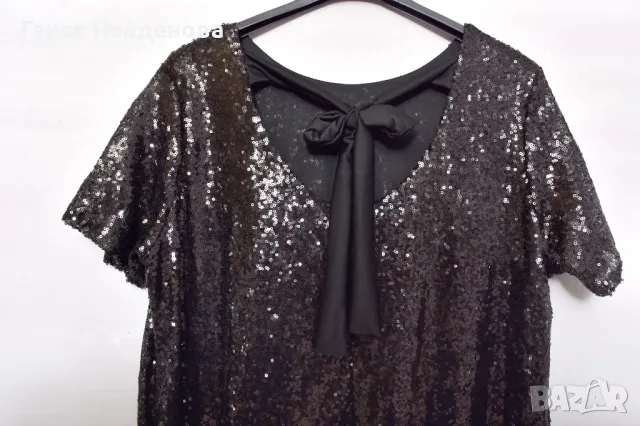 Малка дамска черна рокля, цялата от паети, снимка 3 - Рокли - 31305227