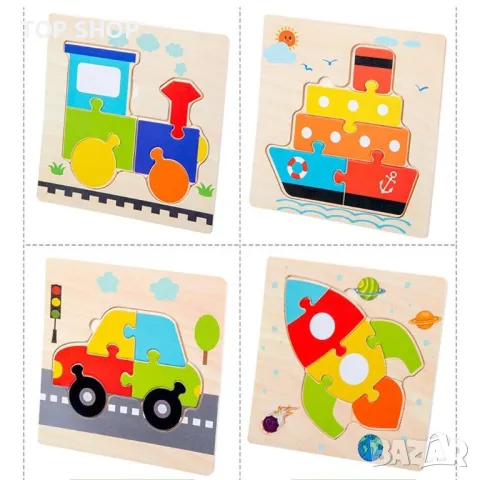 Монтесори- комплект от 6 дървени образователни пъзела, снимка 3 - Игри и пъзели - 48648227
