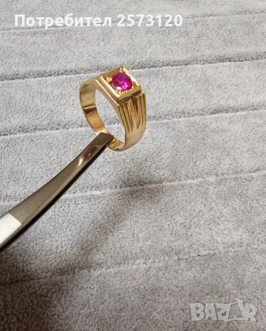 Златен пръстен печат 583 с рубин!!!, снимка 4 - Пръстени - 44396133