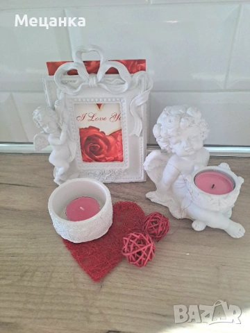 Гипсови свещници и рамка, снимка 2 - Декорация за дома - 53654395