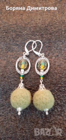 Еко бижута от вълна - красиви обеци за ежедневието! Уникати!, снимка 14 - Обеци - 53657020