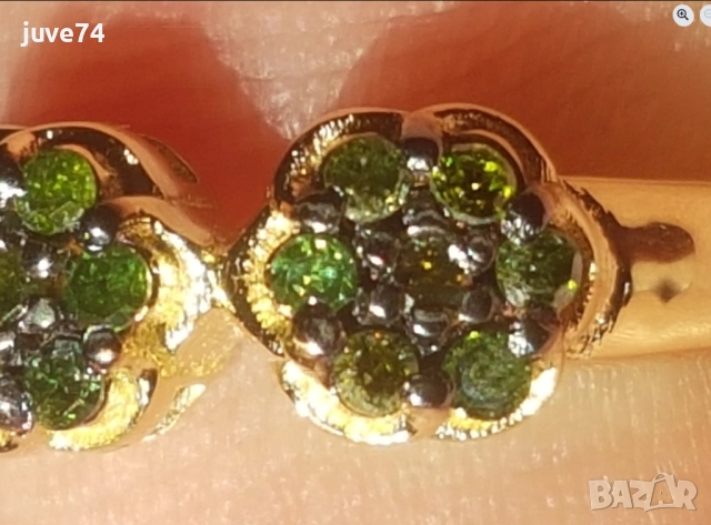 СРЕБЪРЕН ПРЪСТЕН С ЕСТЕСТВЕНИ ЗЕЛЕНИ ДИАМАНТИ СЕРТИФИКАТ, снимка 6 - Пръстени - 52085545