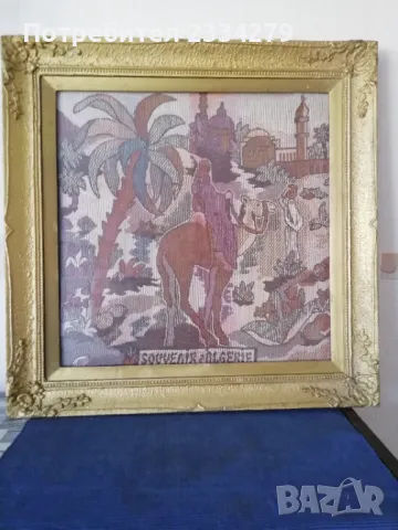 Стар голям гоблен в красива остъклена барокова дървена орнаментирани рамка. , снимка 6 - Гоблени - 47731852