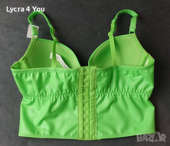 75В нов къс корсет/бюстие в неонов зелен цвят с кожен ефект, снимка 5 - Корсети, бюстиета, топове - 42082307