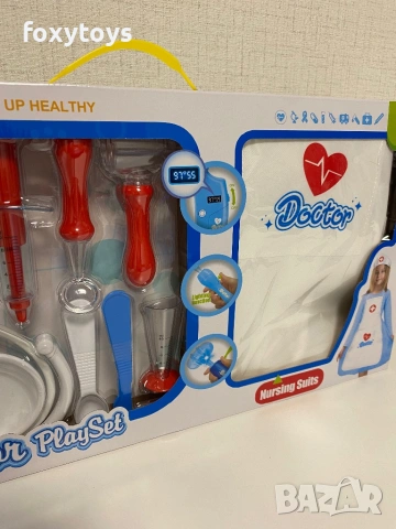Малък доктор - комплект с престилка - в синьо, снимка 4 - Образователни игри - 53305162