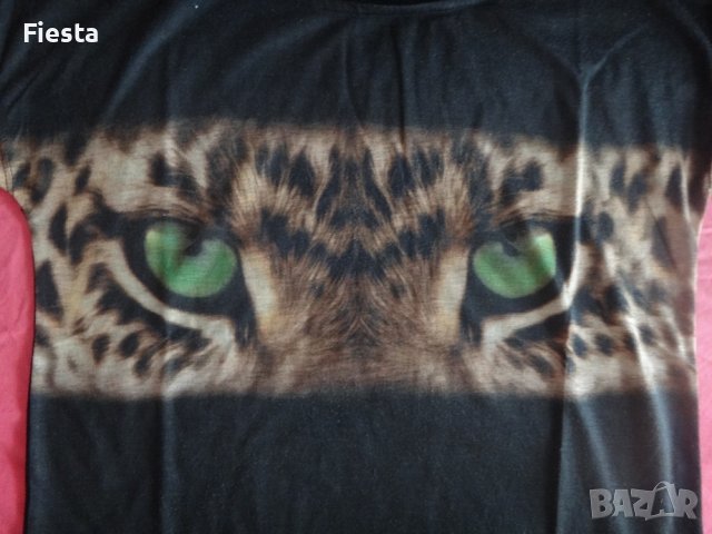 Черна тениска Mango с тигър, блуза с леопард, снимка 3 - Тениски - 41826229
