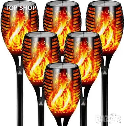 Соларни светлини 6 броя 52 см височина ефект пламък