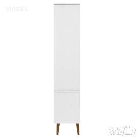 vidaXL Шкаф витрина MOLDE, бял, 90x35x175 см, бор масив, снимка 6 - Секции и витрини - 56147189
