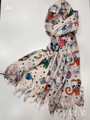 Шал на Котките, кашмир шал за подарък, комплекти за Коледа , снимка 3 - Шалове - 36247209