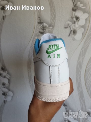оригинални маратонки  Kith Nike Air Force 1 Low White Blue Lagoon DC9555-100, снимка 5 - Маратонки - 42444684