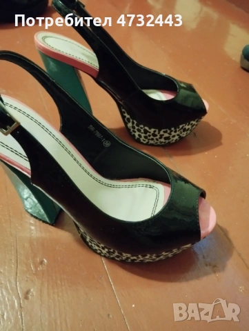 Луксозни дамски сандали,многоцветни с леопардова платформа, снимка 4 - Сандали - 53407356