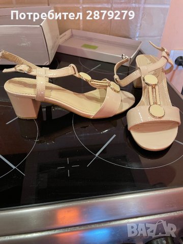 Летни обувки на ток бежови 37 номер, снимка 2 - Дамски обувки на ток - 41597658