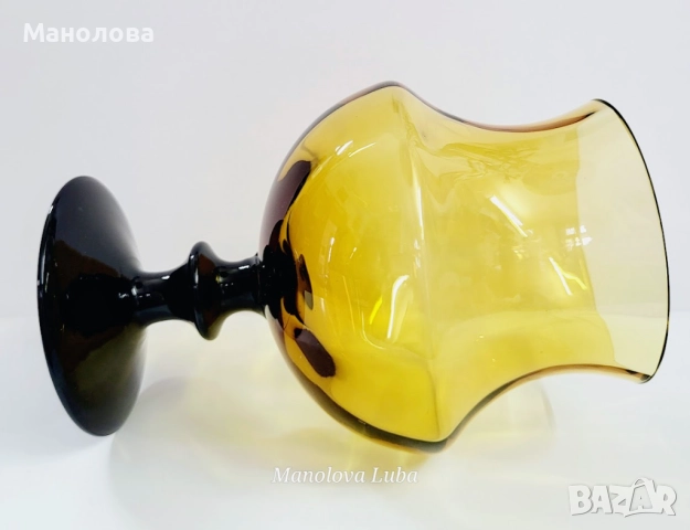 Кехлибарена ваза/бокал Empoli Art Glass Италия., снимка 5 - Други ценни предмети - 52192501