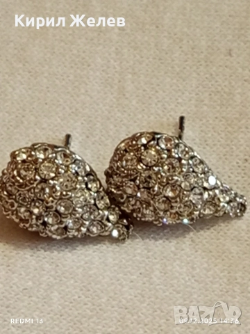 Красиви сребърни обеци с ювелирно инкрустирани брилянти елегантен дизайн 41472, снимка 5 - Обеци - 52707900