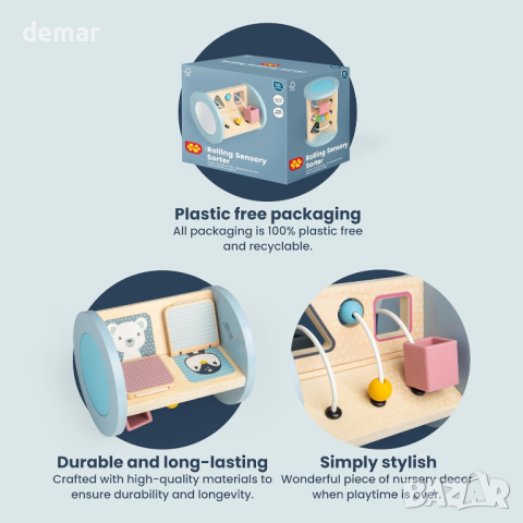 Bigjigs Дървена образователна играчка за занимания за бебета, снимка 6 - Образователни игри - 44620928