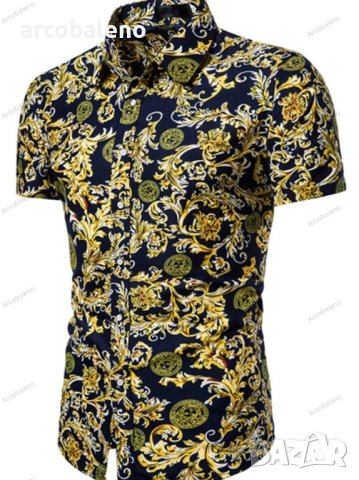 Мъжка лятна модна риза с щампа с къс ръкав, 3цвята - 023, снимка 3 - Ризи - 40921347