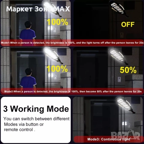 Соларна лампа T150 180W, снимка 5 - Соларни лампи - 53342493